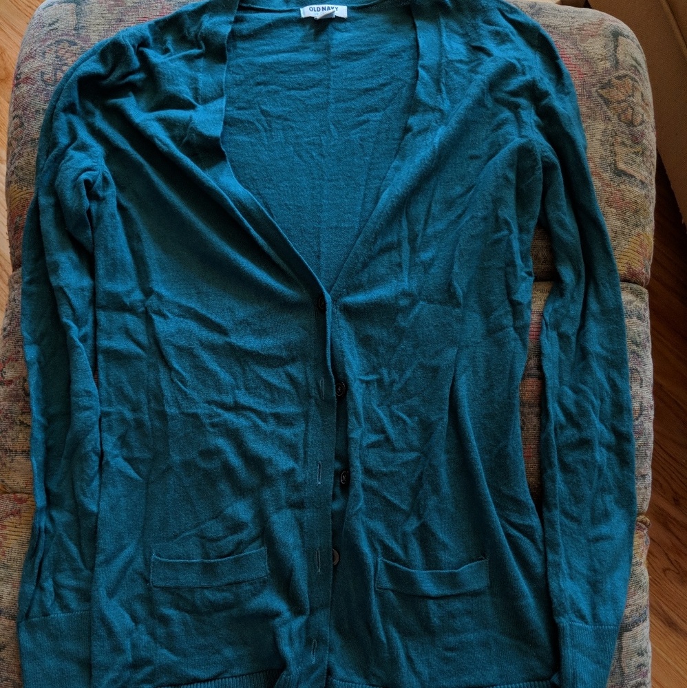 Old navy teal cardigan with pockets!